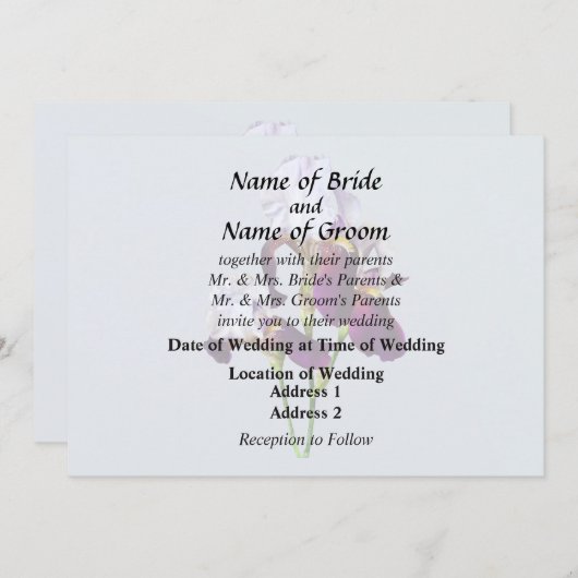 Drie irissen in tinten magenta kaart (Voorkant / Achterkant)