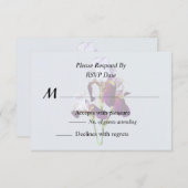 Drie irissen in tinten magenta RSVP kaartje (Voorkant / Achterkant)