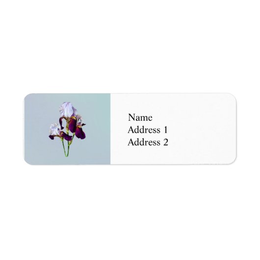 Drie irissen in tinten van magenta etiket (Voorkant)