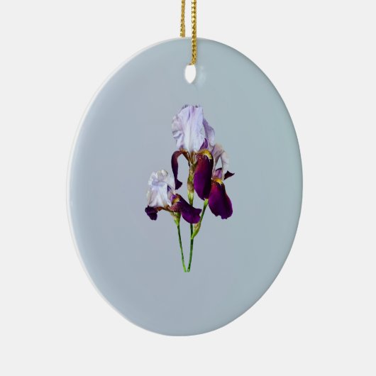 Drie irissen in tinten van magenta keramisch ornament (Rechts)