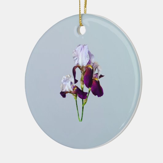 Drie irissen in tinten van magenta keramisch ornament (Links)