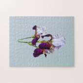 Drie irissen in tinten van magenta legpuzzel (Horizontaal)