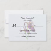 Drie irissen in tinten van magenta RSVP kaartje (Voorkant)