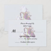 Drie irissen in tinten van magenta RSVP kaartje (Voorkant / Achterkant)