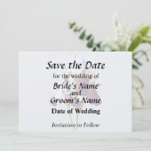 Drie irissen in tinten van magenta save the date (Staand voorkant)