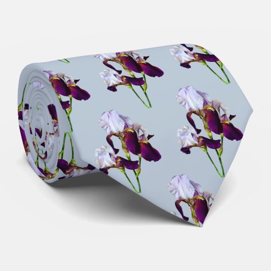 Drie irissen in tinten van magenta stropdas (Opgerold)