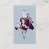 Drie irissen in tinten van magenta visitekaartje (Achterkant)