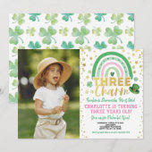 Drie is een Charm 3rd Birthday St Patrick's foto I Kaart (Voorkant / Achterkant)