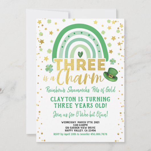 Drie is een charme 3e verjaardag St Patrick's Day Kaart (Voorkant)