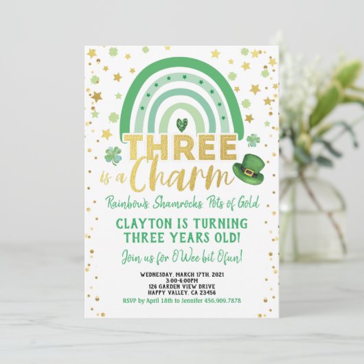 Drie is een charme 3e verjaardag St Patrick's Day Kaart (Staand voorkant)