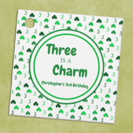 Drie is een charme St Patrick's Day 3e verjaardag Bedankjes Labels