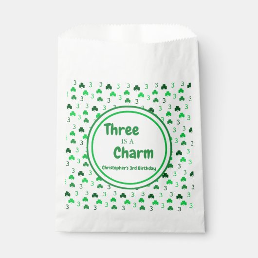 Drie is een charme St Patrick's Day 3e verjaardag Bedankzakje (Voorkant)