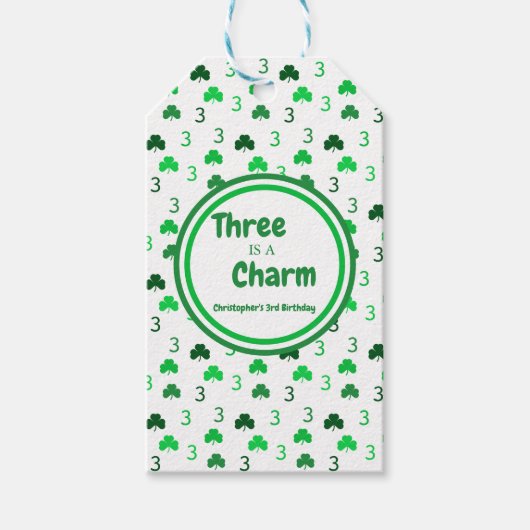 Drie is een charme St Patrick's Day 3e verjaardag Cadeaulabel (Voorkant)