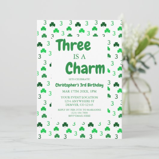 Drie is een charme St Patrick's Day 3e verjaardag Kaart (Staand voorkant)