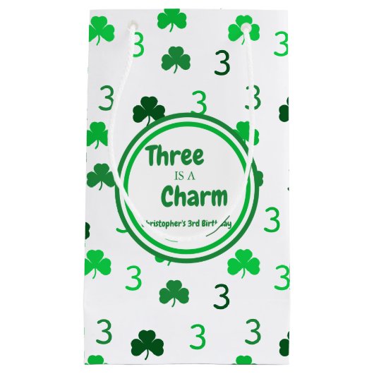 Drie is een charme St Patrick's Day 3e verjaardag Klein Cadeauzakje (Voorkant)