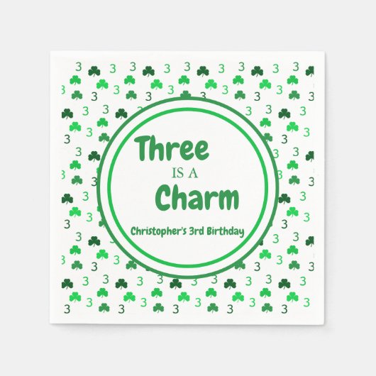 Drie is een charme St Patrick's Day 3e verjaardag Servet (Voorkant)
