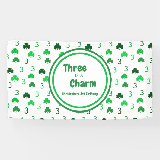 Drie is een charme St Patrick's Day 3e verjaardag Spandoek (Horizontaal)
