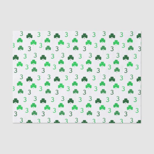 Drie is een charme St Patrick's Day 3e verjaardag Tissuepapier (Voorkant)