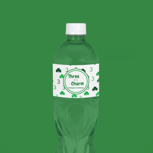 Drie is een charme St Patrick's Day 3e verjaardag Waterfles Etiket