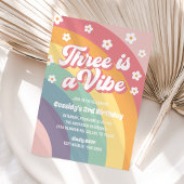 Drie is een Vibe 70s Rainbow Daisy 3e verjaardag Kaart