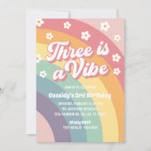 Drie is een Vibe 70s Rainbow Daisy 3e verjaardag Kaart (Voorkant)