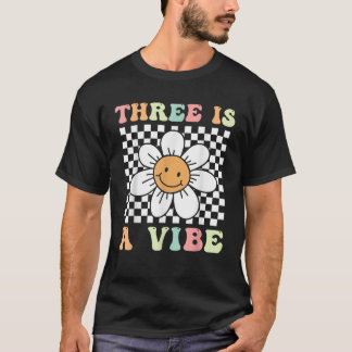Drie is een Vibe Schattige Groovy 3rd Birthday Par T-shirt