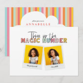 Drie is het magische derde verjaardagsfeest aankondiging (Voorkant / Achterkant)