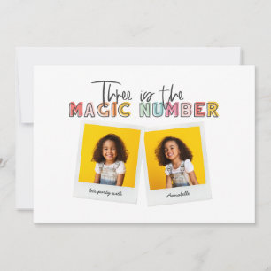 Drie is het magische derde verjaardagsfeest aankondiging