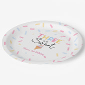 Drie is zo lief ijs 3e verjaardagsfeest papieren bordje (Gekanteld)