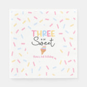 Drie is zo lief ijs 3e verjaardagsfeest servet (Voorkant)