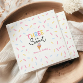 Drie is zo lief ijs 3e verjaardagsfeest servet