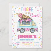 Drie is zo lief meisjes ijs 3e verjaardag kaart (Voorkant)