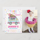 Drie is zo lief meisjes ijs 3e verjaardag kaart (Voorkant)