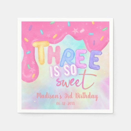 drie is zo zoete roze die Napkins kantelt Servet (Voorkant)