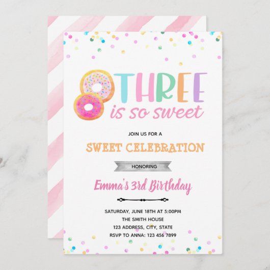 Drie is zo'n mooie uitnodiging. kaart (Voorkant / Achterkant)