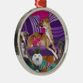 Drie Italiaanse Greyhounds Portrait Art Ornament (Rechts)