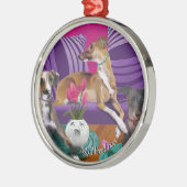 Drie Italiaanse Greyhounds Portrait Art Ornament (Links)