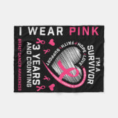 Drie jaar kankervrij Draag Roze ik ben een Breas Fleece Deken (Voorkant (Horizontaal))