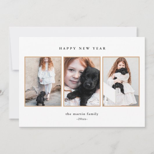 drie jaar mooie zwarte en witte foto's feestdagenkaart (Voorkant)