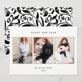 drie jaar mooie zwarte en witte foto's feestdagenkaart