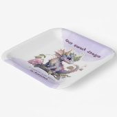 Drie jaar oud meisje draak papieren bordje (Gebogen)