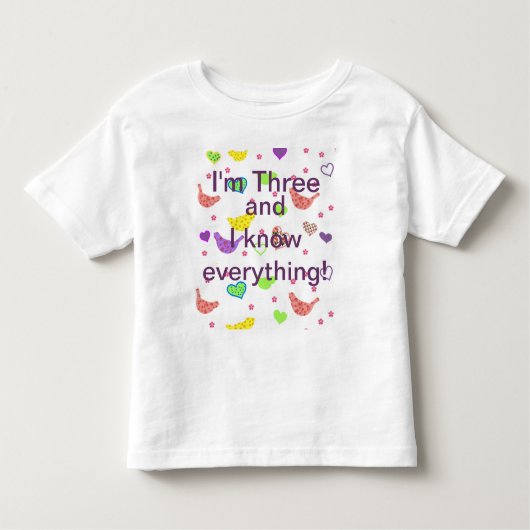 Drie jaar oud weet alles kinder shirts (Voorkant)