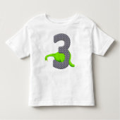 Drie jaar oude groene dinosaurus 2 kinder shirts (Voorkant)