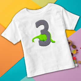 Drie jaar oude groene dinosaurus 2 kinder shirts