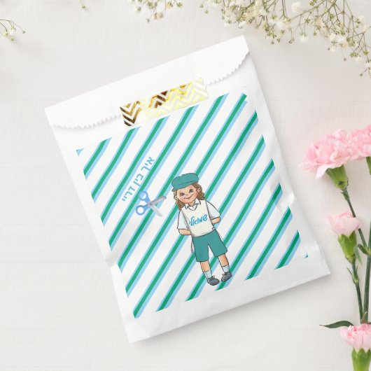 Drie jaar oude groene upsherin jongen voorkeur tas bedankzakje (Gezegeld)