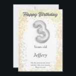 Drie jaar oude Happy Birthday-kaart<br><div class="desc">Hier is een wenskaart dat je je kunt personaliseren voor die speciale persoon in je leven. Klik de personalize knoop en het zal u nemen waar u de informatie op de kaart kunt veranderen. Een snel en eenvoudig proces dat je steeds opnieuw kunt uitvoeren. Zorg ervoor u deze pagina bladwijzer...</div>