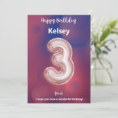 Drie jaar oude Happy Birthday-kaart (Staand voorkant)