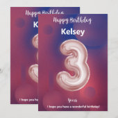 Drie jaar oude Happy Birthday-kaart (Voorkant / Achterkant)