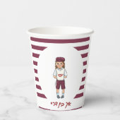 Drie jaar oude jongen gestreept upsherin papieren  papieren bekers (Achterkant)