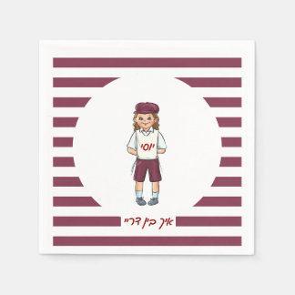 Drie jaar oude jongen gestreept upsherin servetten